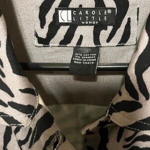 CAROLE LITTLE Woman, Animal print Bomber/Jean Jacket, Size 1X, black/grey, Chic!
